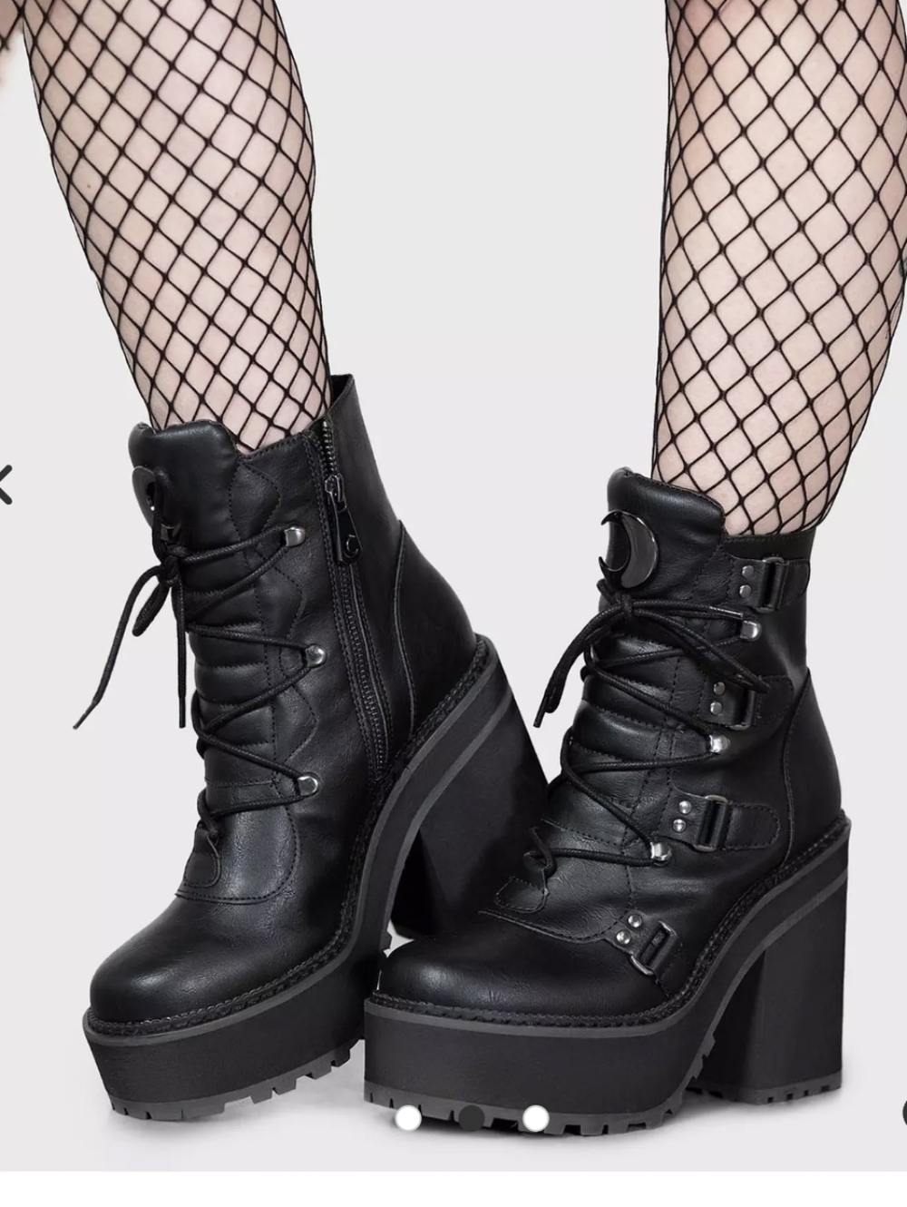 Killstar Broom Rider Black Platform Lace-Up Moon Accent Ankle Boots Size 8